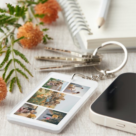 Moderne, maßgeschneiderte FotoCollage Schlüsselanhänger (Vorderseite rechts)