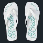 Moderne, maßgeschneiderte Hochzeitfarbenflippen Badesandalen<br><div class="desc">Diese Flip-Flops sind perfekt für die demnächst erscheinende Frau! Passen Sie Ihre Hochzeitszeit und Ihre Hochzeitsfarben an.</div>