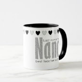 Moderne, maßgeschneiderte "Nancy", Schwarz-Weiß-He Tasse (VorderseiteRechts)