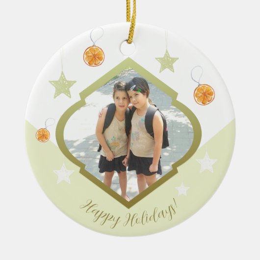 Moderne, maßgeschneiderte Steine und orangefarbene Keramik Ornament (Vorne)