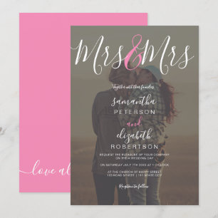 Moderne Master Drehbuch Rosa Foto Lesben Hochzeit Einladung