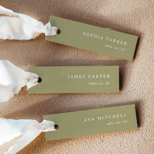 Moderne Matcha Green Wedding Name Platzkarten