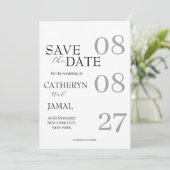 Moderne Matt-Schwarze Minimalistische Save The Dat Date (Stehend Vorderseite)
