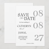 Moderne Matt-Schwarze Minimalistische Save The Dat Date (Vorne/Hinten)
