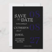 Moderne Matt-Schwarze Minimalistische Save The Dat Save The Date (Vorderseite)