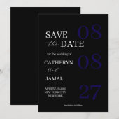 Moderne Matt-Schwarze Minimalistische Save The Dat Save The Date (Vorne/Hinten)