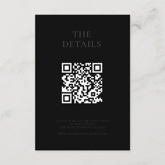 Moderne Matte Black Minimal Hochzeit Begleitkarte (Vorderseite)