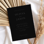 Moderne Matte Black Minimal Hochzeit Einladung<br><div class="desc">Moderne Hochzeitseinladung mit minimalem typografischem Design in matt schwarzer Farbe. Einfach mit all Ihren Informationen für individuelle Hochzeitseinladungen personalisieren, </div>