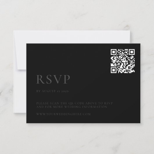 Moderne Matte Black Minimal Hochzeit RSVP Karte (Vorderseite)