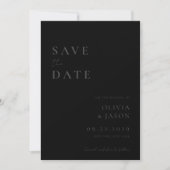 Moderne Matte Black Minimal Hochzeit Save The Date (Vorderseite)