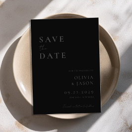 Moderne Matte Black Minimal Hochzeit Save The Date