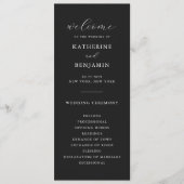 Moderne Matte Black Minimalistisch Wedding Programm (Vorderseite)