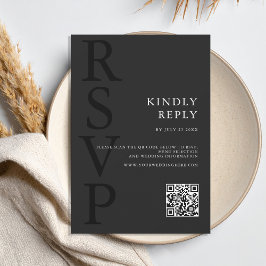 Moderne Matte Black Minimalistisch Wedding RSVP Karte