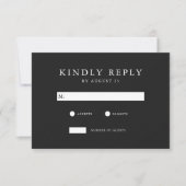 Moderne Matte Black Minimalistisch Wedding RSVP Karte (Vorderseite)
