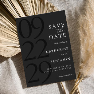 Moderne Matte Black Minimalistisch Wedding Save The Date
