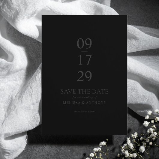 Moderne Matte Black Minimalistisch Wedding Save The Date