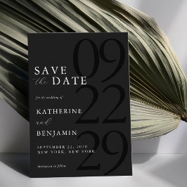 Moderne Matte Black Minimalistisch Wedding Save The Date
