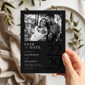Moderne Matte Black Minimalistische Foto Hochzeit Save The Date