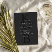 Moderne Matte Black Monogram Minimalistisch Weddin Einladung