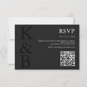 Moderne Matte Black Monogram Minimalistisch Weddin RSVP Karte (Vorderseite)