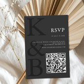 Moderne Matte Black Monogram Minimalistisch Weddin RSVP Karte