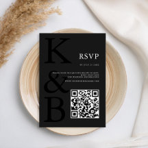 Moderne Matte Black Monogram Minimalistisch Weddin