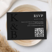 Moderne Matte Black Monogram Minimalistisch Weddin RSVP Karte