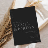Moderne Matte Black Simple Chic Hochzeit Einladung