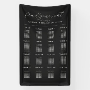 Moderne Matte Black Wedding Chart Banner