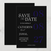 Moderne matte schwarze minimalistische Save The Da Date (Vorne/Hinten)