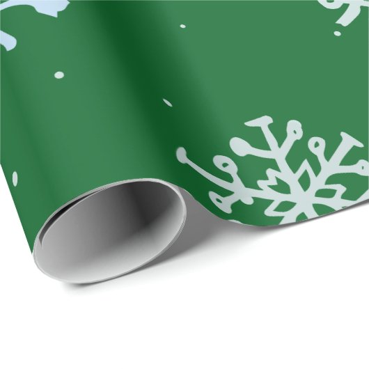 Moderne Mattierte Schneeflocke - Grün Geschenkpapier (Rolleneckpunkt)