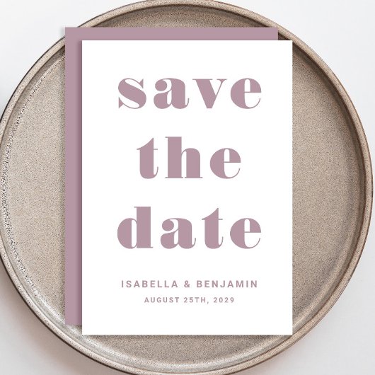Moderne Mauve Pink Typografy Wedding Save The Date
