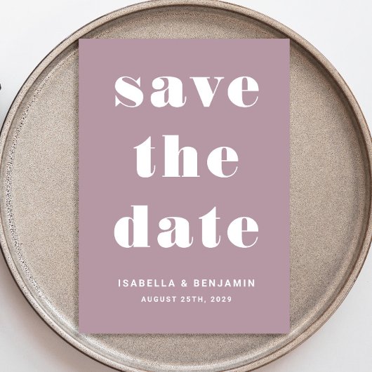 Moderne Mauve Typografy Wedding Save The Date
