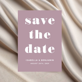 Moderne Mauve Typografy Wedding Save The Date
