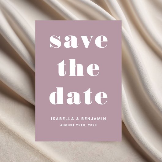 Moderne Mauve Typografy Wedding Save The Date