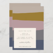 Moderne Mauve- und Blautönblöcke Minimalistisch Save The Date (Vorne/Hinten)