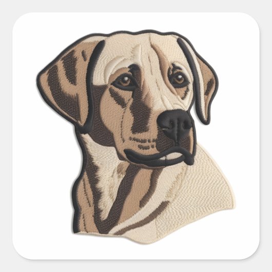 MODERNE ME Labrador Retriever bestickte Design Quadratischer Aufkleber (Vorderseite)