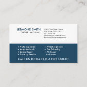 Moderne mechanische Autoreparatur mit Symbolen Visitenkarte (Rückseite)