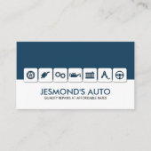 Moderne mechanische Autoreparatur mit Symbolen Visitenkarte (Vorderseite)