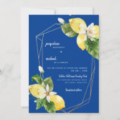 Moderne mediterrane bläuliche Lemons Einladung (Vorderseite)