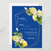 Moderne mediterrane bläuliche Lemons Einladung (Vorne/Hinten)