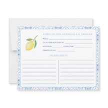 Moderne mediterrane Brautparty-Rezept-Karte