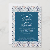 Moderne mediterrane Bridal Romantische Liebe Tiles Einladung (Vorderseite)