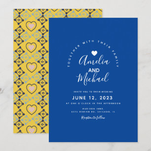 Moderne mediterrane Herzblütenhochzeit Einladung