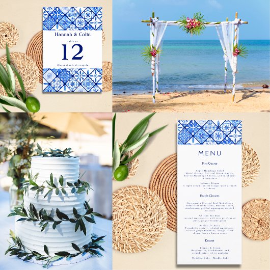 Moderne mediterrane Hochzeit All In One Einladung