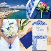 Moderne mediterrane Hochzeit Dankeskarte