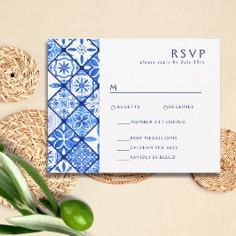 Moderne mediterrane Hochzeit RSVP Karte