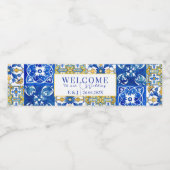 Moderne mediterrane Hochzeit "Willkommen" Wasserflaschenetikett (Einzelnes Label)