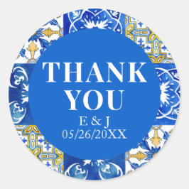 Moderne mediterrane Kachel Runder Aufkleber