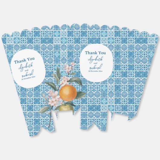 Moderne mediterrane Lemon Blue Tiles Wedding Favo Geschenkschachtel (Ungeklappt)